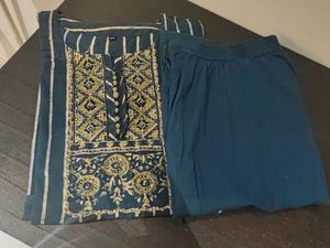 XL- Blue Striped Kurta Set