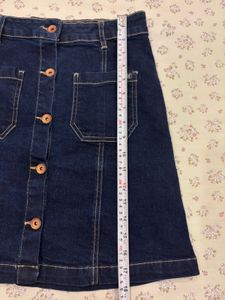Dark Denim Button-Front Skirt