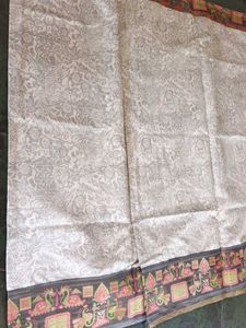 Elegant Grey Saree with Floral Border