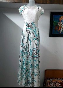 White &amp; Blue Maxi Dress