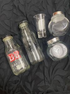 Assorted Glass Bottles &amp; Jar Set