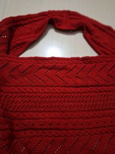 Chic Knitted Red cow neck top back less