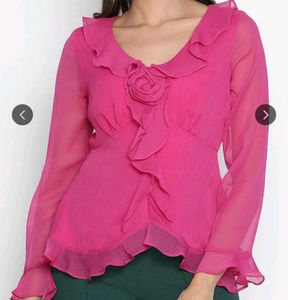 Chic Fuchsia Ruffle Detail Top