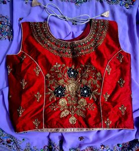 Designer Red Embroidered Blouse