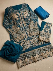 Unstitched Embroidered three piece Set