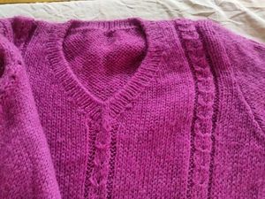 Purple Knit V-Neck Sweater