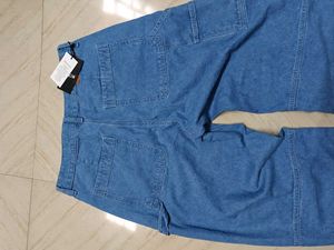 Classic Blue Denim Wide Leg Jeans
