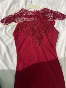 Stunning Lace Detail Red Dress