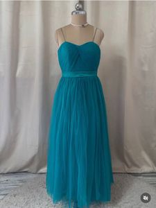 Elegant Teal Tulle Maxi Dress