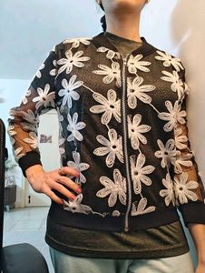 Floral Lace Bomber Jacket