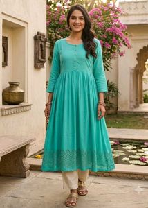 Beautiful Teal Anarkali Kurta