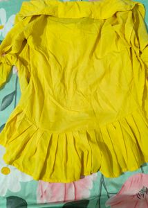 Yellow Floral Waist Detail Top (3/4 Sleeves)