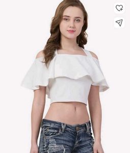 White Off-Shoulder Ruffle Crop Top