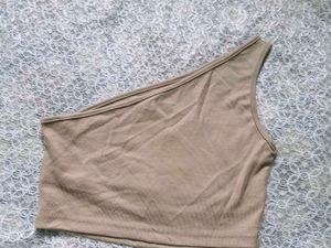 One Shoulder Ribbed Crop Top