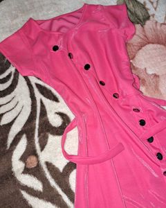 Vibrant Pink Button-Up Dress