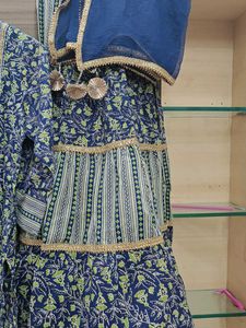 Blue Floral Print Kurta Sharara set
