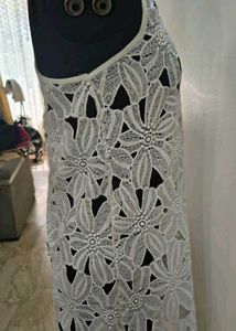 White Lace Floral Tunic Top