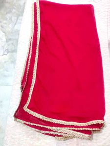 Red Dupatta with Golden Border✨
