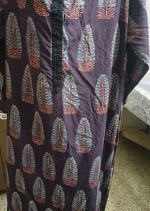 Navy Blue Block Print Kurta