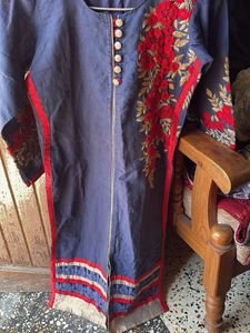 Embroidered Kurta with Button Detail