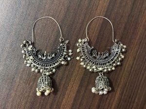 Boho Oxidised Jhumka Earrings