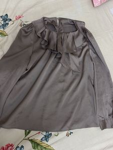 Elegant Ruffled Satin Blouse