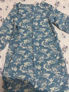 Stylish Blue Floral Print Kurta