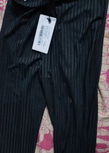 Black Ribbed Boot Cut Trouser
