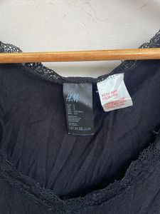 Black Lace Trim V-Neck Top