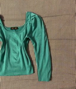 Teal Long Sleeve Puff Top