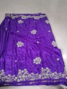 Stunning Purple Embroidered Saree