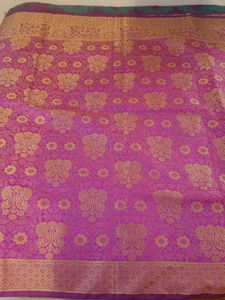 Vibrant Silk Saree with Golden Weave