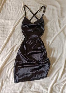 Sexy Cowl Neck Satin Dress