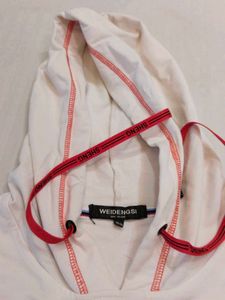 White Hoodie with Red Accents