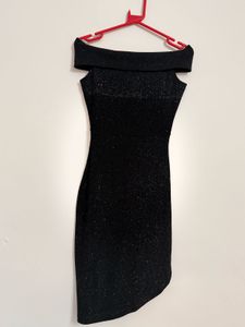 Sparkly Off-Shoulder Black Dress
