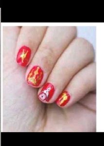 Customized Red &amp; Sea green Nails