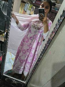 Pink Floral Kurta Set with Dupatta