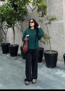 Vintage 2XL Cozy Teal Textured Knit Sweater