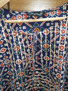 Blue Geometric Print Kurti