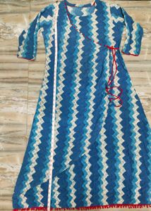 Versatile Blue Chevron Wrap Dress