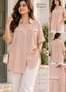 Elegant Peach Button-Down Shirt