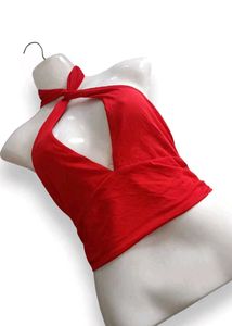Chic Red Halter Neck Top