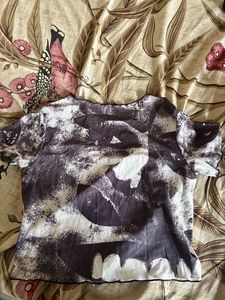 Sheer Printed Mesh Top