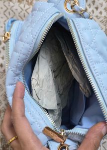 Light Blue Quilted Crossbody Bag