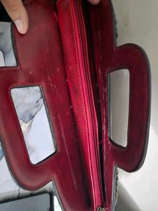 Pure leather: Chic Burgundy Chain Detail Handbag
