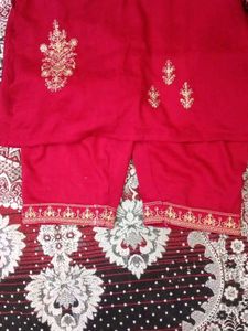 Red Embroidered Salwar Kameez Suit