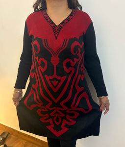 Red &amp; Black Knit Tunic Top