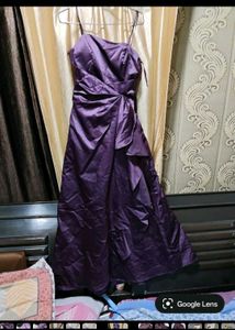 Elegant Purple Satin Evening Dress