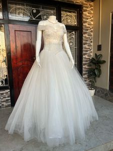 Elegant White Off-Shoulder Wedding Gown