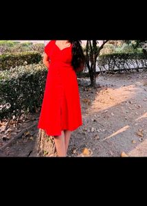 Stunning Red V-Neck Dress